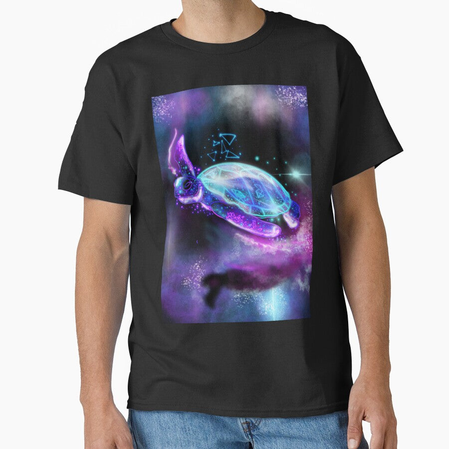 Galaxy geometry and dot abstrac turle blue and purple background by luckyhue T-Shirts, Hoodie, Sweatshirt (Image 1)