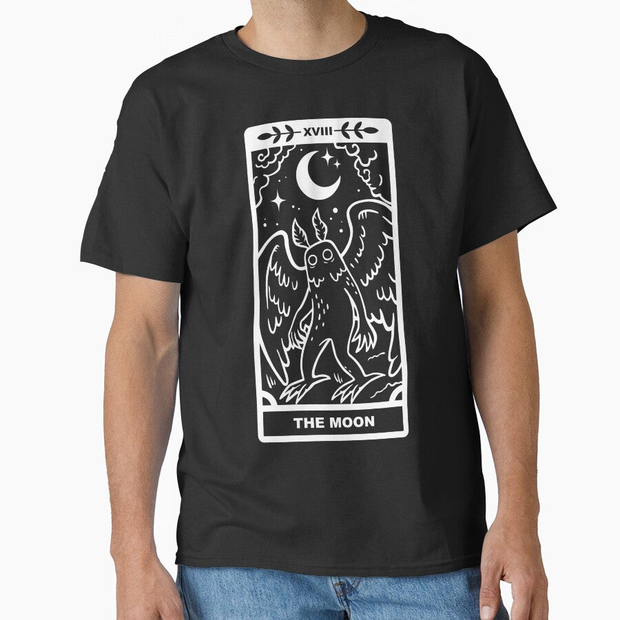 Mothman x Moon - White Lines by CryptidCoven T-Shirts, Hoodie, Sweatshirt | BlankRebels.com (Image 1)