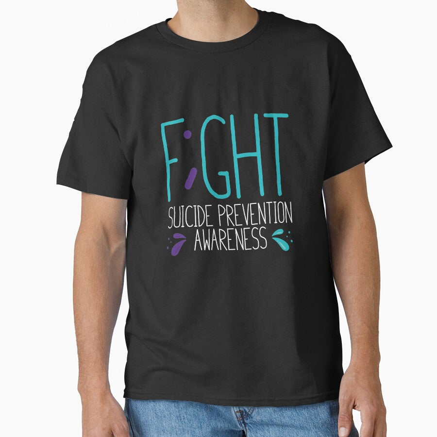 F;ght Fight T-shirt Suicide Prevention T-shirt Purple and Blue Ribbon T-shirt by Maindy Hoodie, Sweatshirt (Image 1)