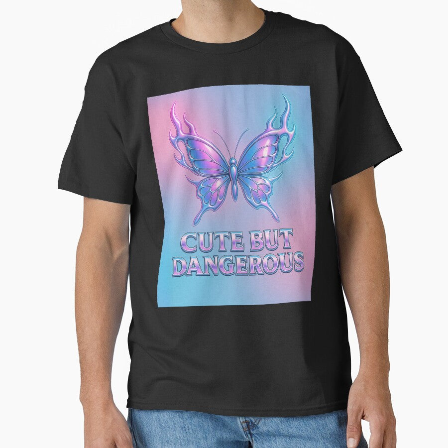 Cute But Dangerous – Y2K Chrome Butterfly T-Shirt Design by Laugh & Rewind Hoodie, Sweatshirt | BlankRebels.com (Image 1)