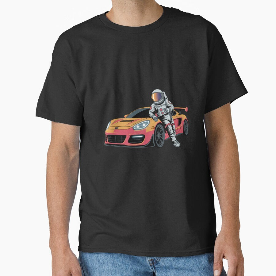 Sports Car Astronaut – Futuristic Neon Space Explorer Design by ColorSplash123 T-Shirts, Hoodie, Sweatshirt (Image 1)