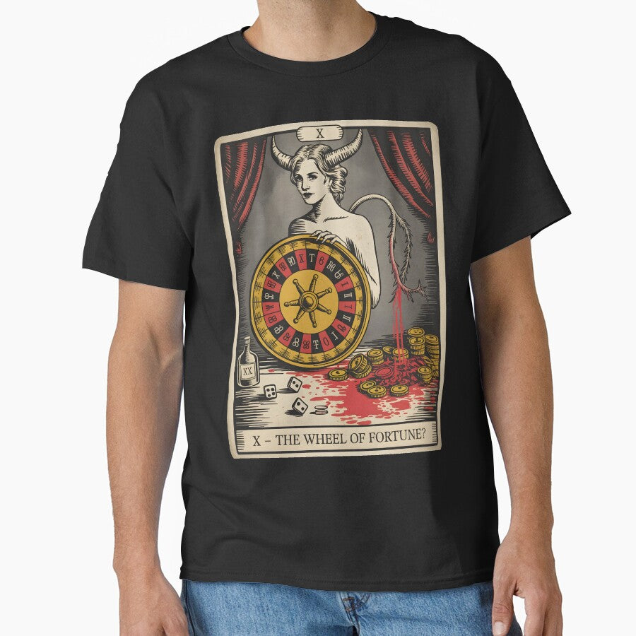 X – The Wheel of Fortune? | Reversed Tarot Card of Chaos & Chance by The-Sacred-Deck T-Shirts, Hoodie, Sweatshirt (Image 1)
