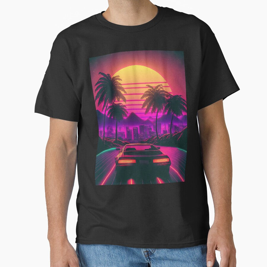 Sunset Sprint: Synthesizes the Skyline by Mullet Monkey T-Shirts, Hoodie, Sweatshirt | BlankRebels.com (Image 1)