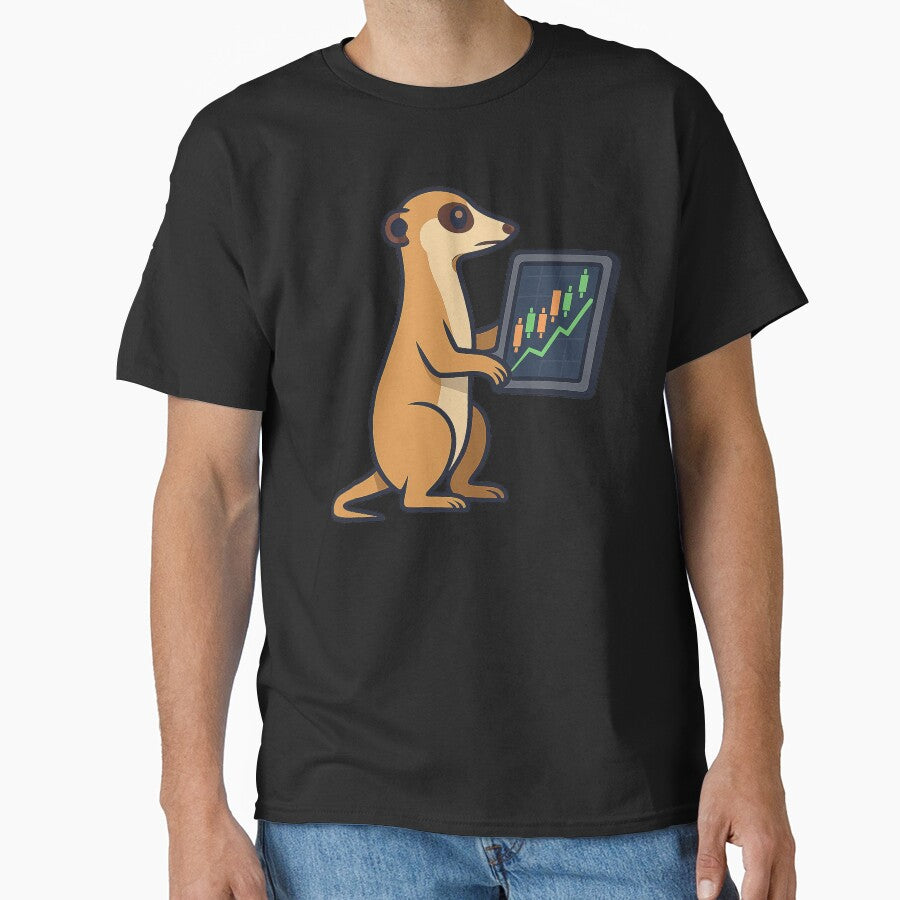 Meerkat Watching Stock Charts - Funny Financial Design by MKreative Studio T-Shirts, Hoodie, Sweatshirt (Image 1)