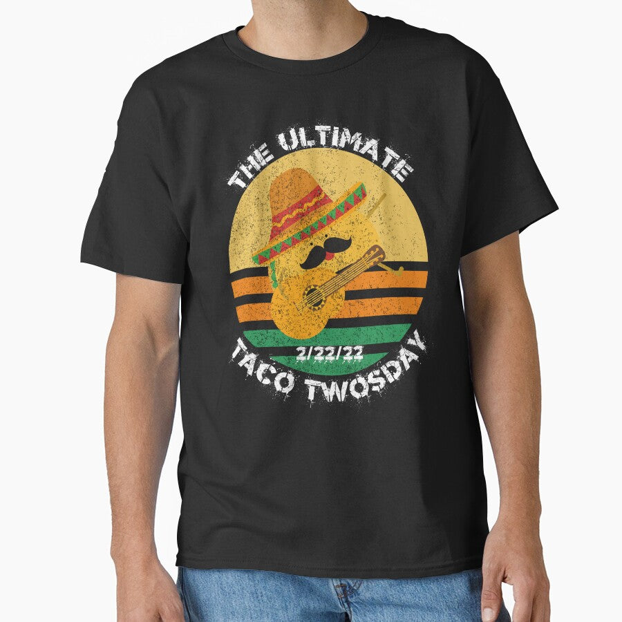 The Ultimate Taco Twosday 2022 Taco With A Hat Playing The Guitar In Black by LuckyKermit T-Shirts, Hoodie,... (Image 1)