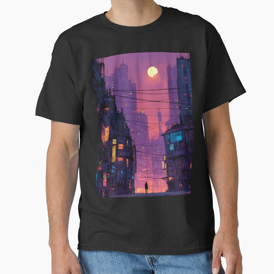 Urban Cyberpunk Cityscape Sci-Fi Skyline by bapupa T-Shirts, Hoodie, Sweatshirt | BlankRebels.com (Image 1)