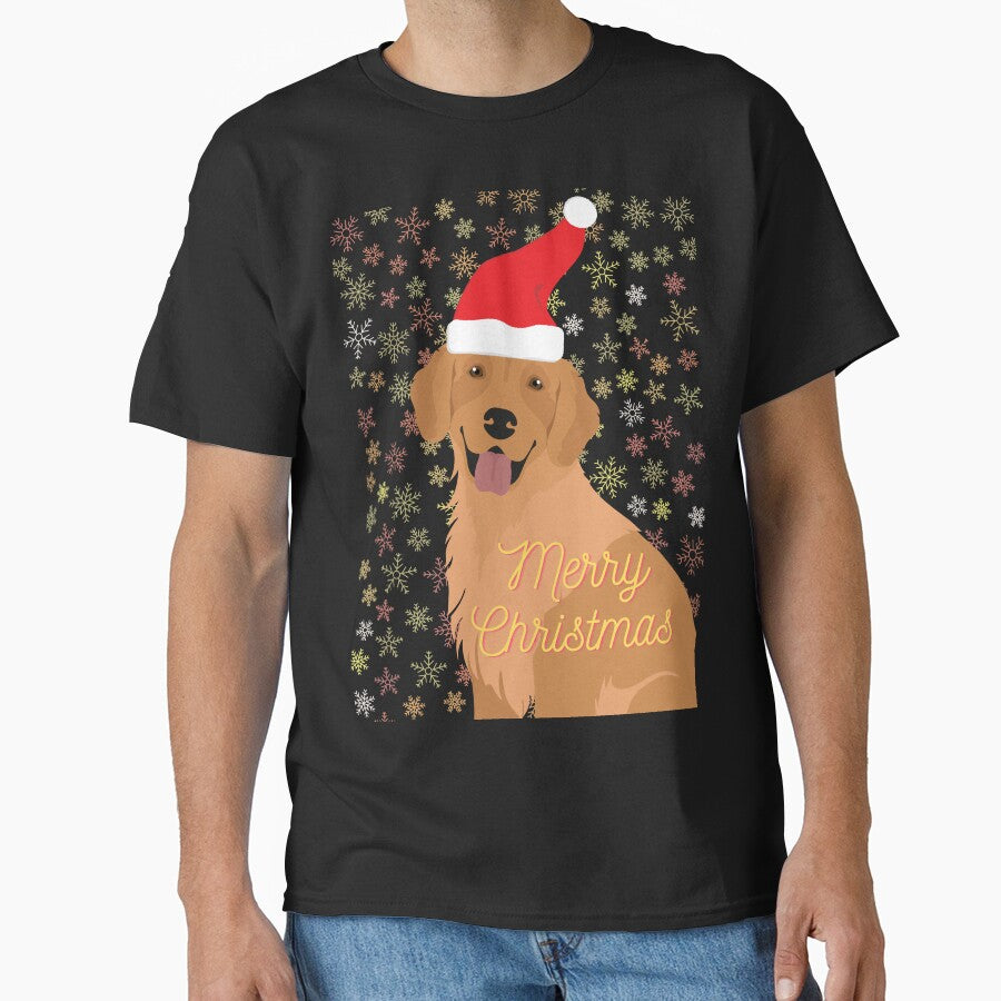 Cute Golden Retriever with Santa Claus' hat - christmas dog collection by Olivvier T-Shirts, Hoodie, Sweatshirt (Image 1)