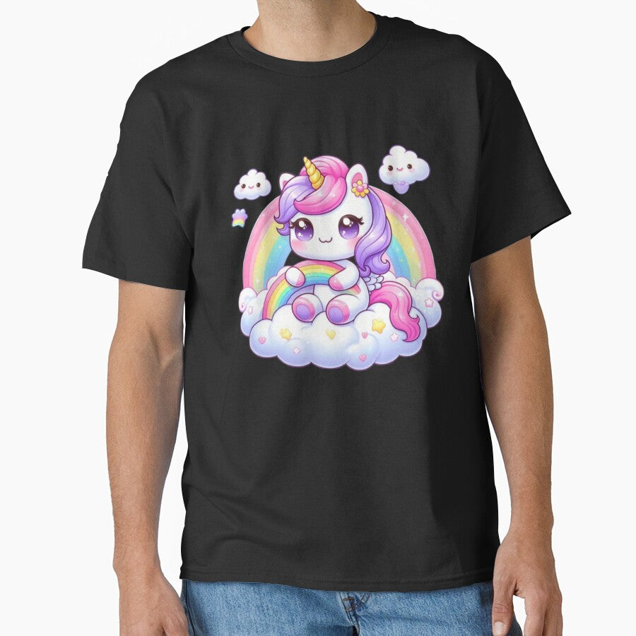 Cute Kawaii Unicorn on Rainbow by Saurabh86 T-Shirts, Hoodie, Sweatshirt | BlankRebels.com (Image 1)