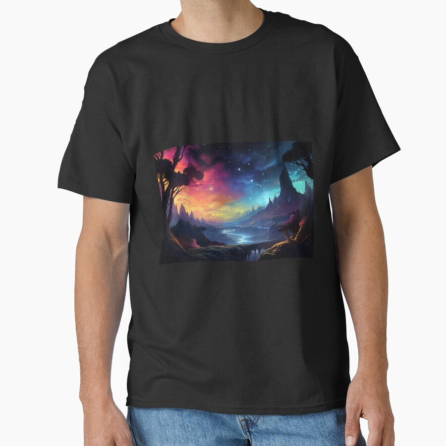 Fantasy Landscape - Sunset to Cosmos by Fantasy Masterpiece T-Shirts, Hoodie, Sweatshirt | BlankRebels.com (Image 1)