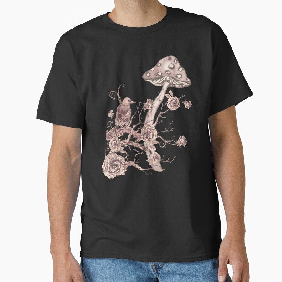 Dark Academia Cottagecore Mushroom Bird Flowers Nature by SunfullyYours T-Shirts, Hoodie, Sweatshirt (Image 1)