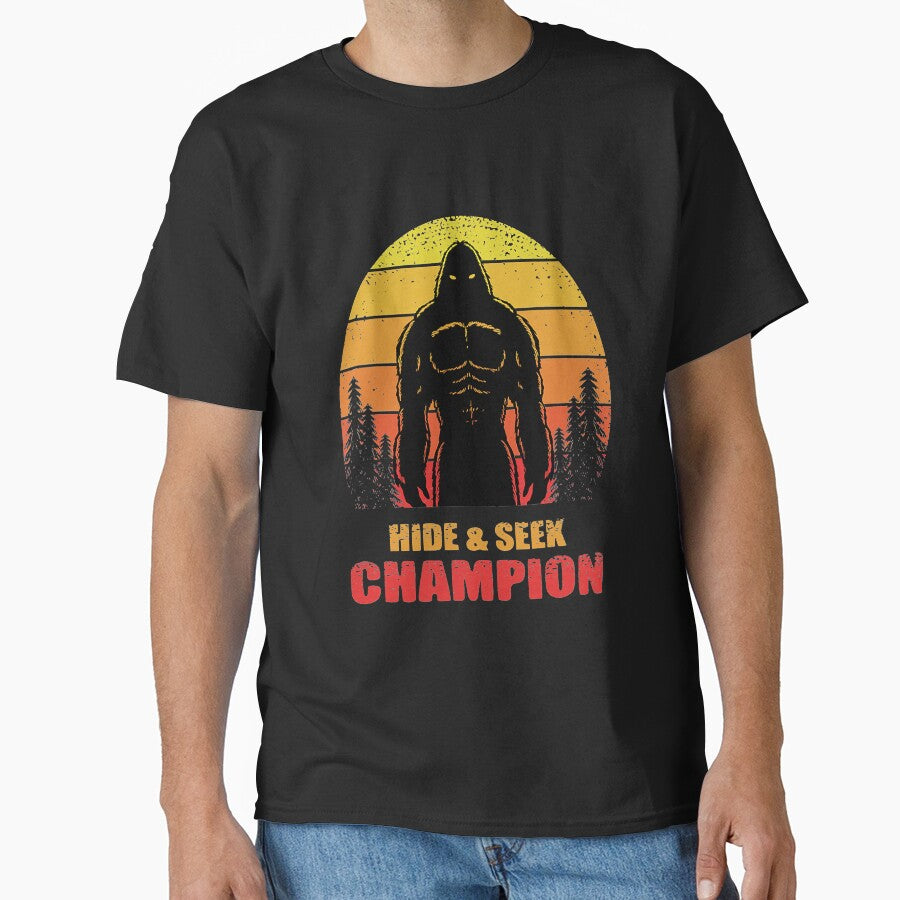 Bigfoot silhouette Retro sunset vector illustration by JeffreyShultz T-Shirts, Hoodie, Sweatshirt | BlankRebels.com (Image 1)