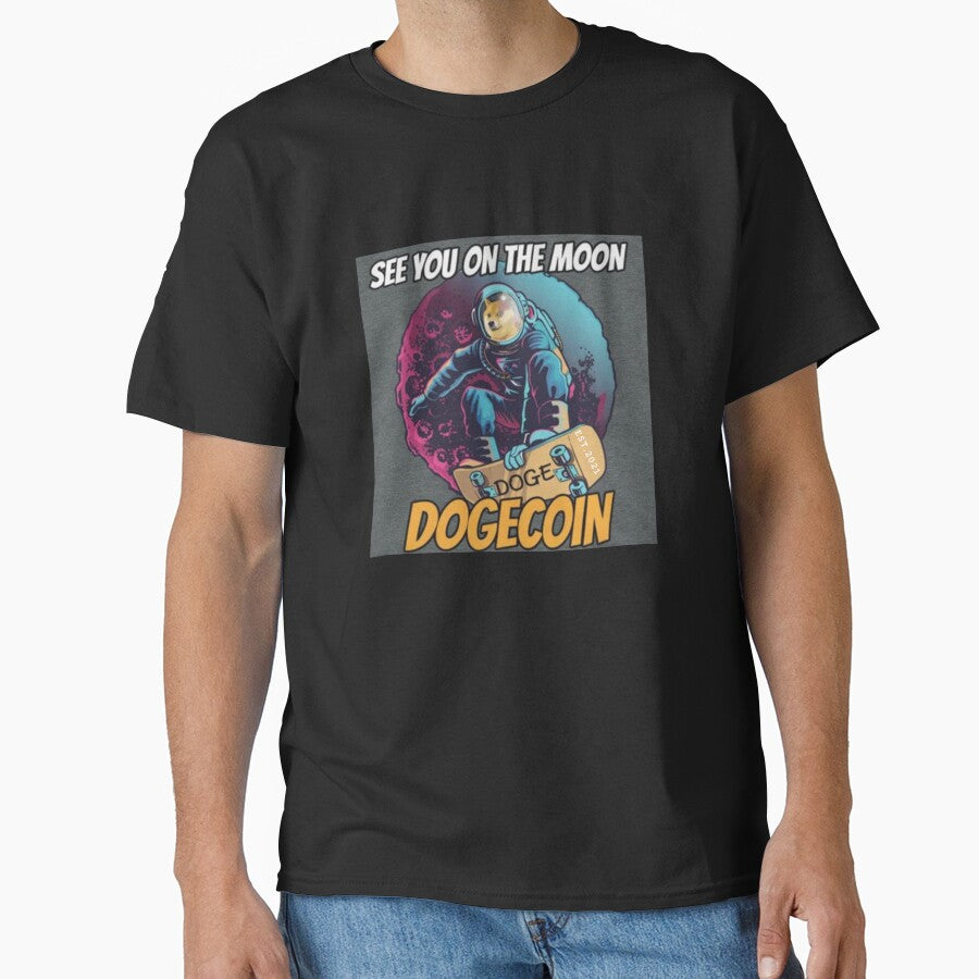 Skateboard shirt ,See You On The Moon Dogecoin EST.2021 Skateboard shirt | Crypto T shirt | DOGE Cryptocurrency... (Image 1)