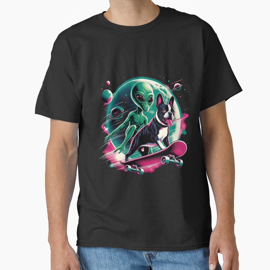 Space skateboard Alien T-shirt by PrintyArts Hoodie, Sweatshirt | BlankRebels.com (Image 1)