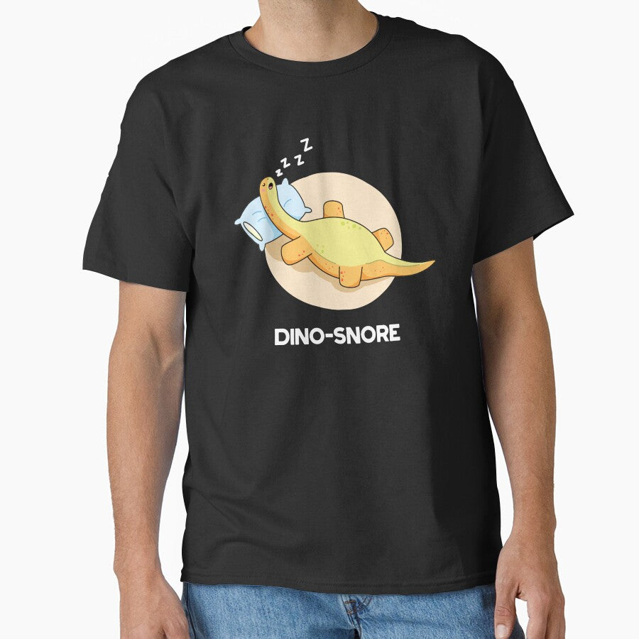 Dinosnore Funny Sleeping Dinosaur Puns (Dark BG) by punnybone T-Shirts, Hoodie, Sweatshirt | BlankRebels.com (Image 1)