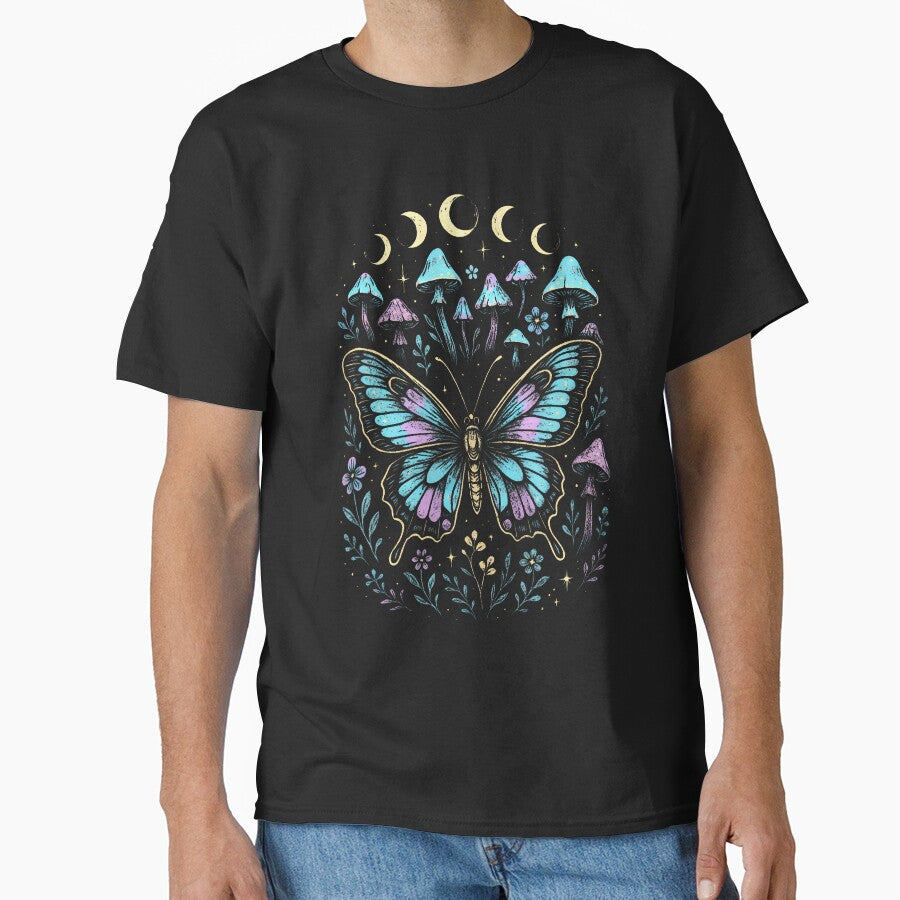 Butterfly Moon Nature Mushroom Magical Colorful by endabettyau