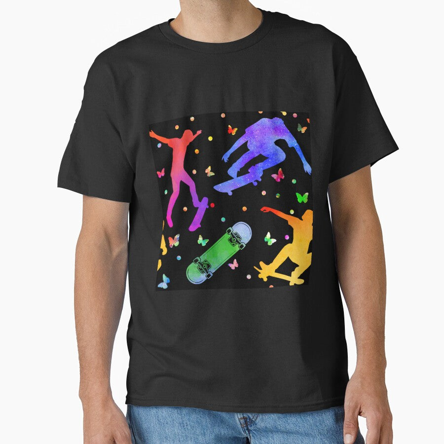 Skateboarding Watercolor Pattern by LittleShop79 T-Shirts, Hoodie, Sweatshirt | BlankRebels.com (Image 1)