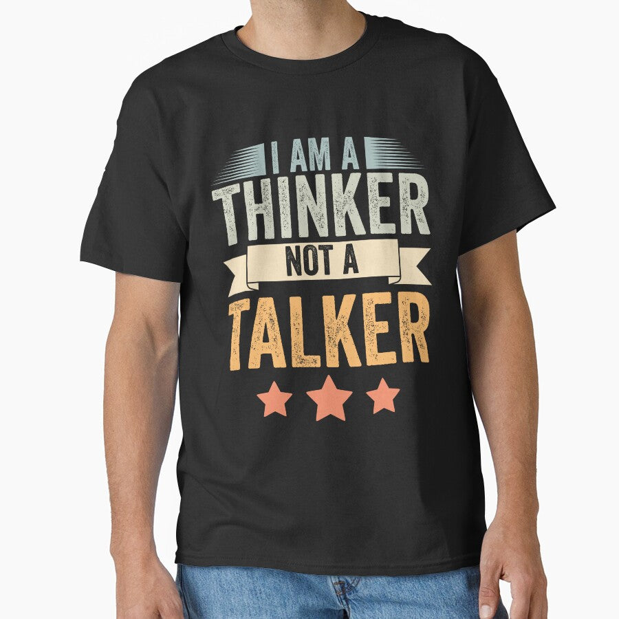 Retro I Am A Thinker Not A Talker Funny Introverted Thinker by Nessshirts T-Shirts, Hoodie, Sweatshirt (Image 1)