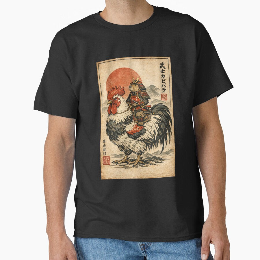Vintage Japanese Samurai Capybara Rooster Chicken Anime Kids by sinkedink T-Shirts, Hoodie, Sweatshirt (Image 1)