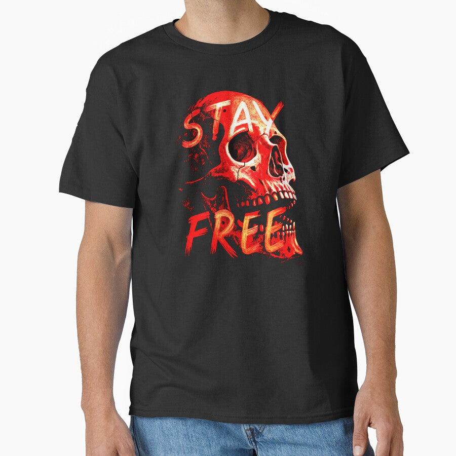 Red Skull “Stay Free” – Gothic Punk Rebel Design by VikArtStudio T-Shirts, Hoodie, Sweatshirt | BlankRebels.com (Image 1)