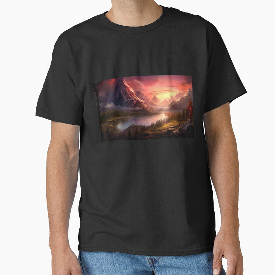 Fantasy Landscape - Towering Mountain Peaks by Fantasy Masterpiece T-Shirts, Hoodie, Sweatshirt | BlankRebels.com (Image 1)
