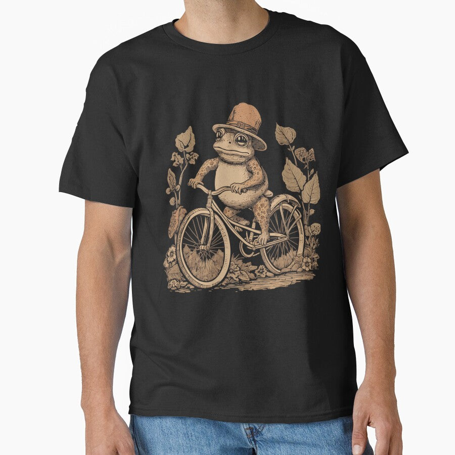 Cottagecore Aesthetic Frog Riding Bike by banigobjeshkp T-Shirts, Hoodie, Sweatshirt | BlankRebels.com (Image 1)