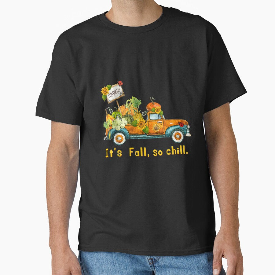 Harvest Truck with Sunflower Pumpkin Hippie Chill Fall by Jonahjimenez T-Shirts, Hoodie, Sweatshirt (Image 1)