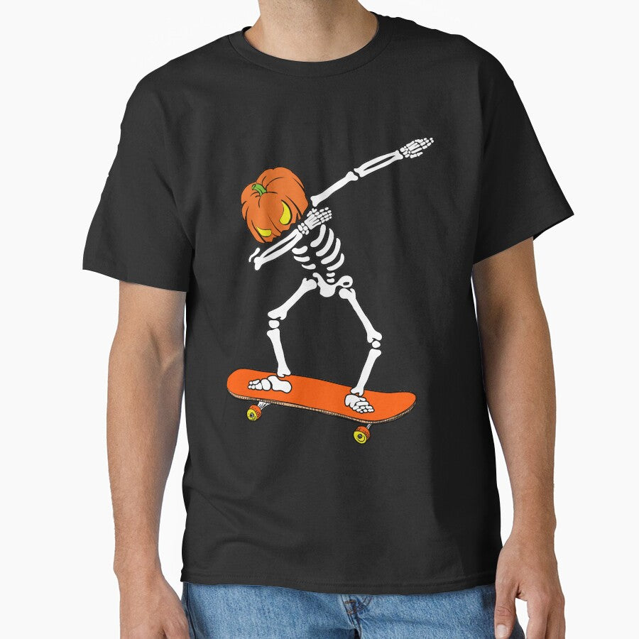 Dabbing Skeleton Skateboard Pumpkin Halloween Costume by TheWildStyle T-Shirts, Hoodie, Sweatshirt (Image 1)