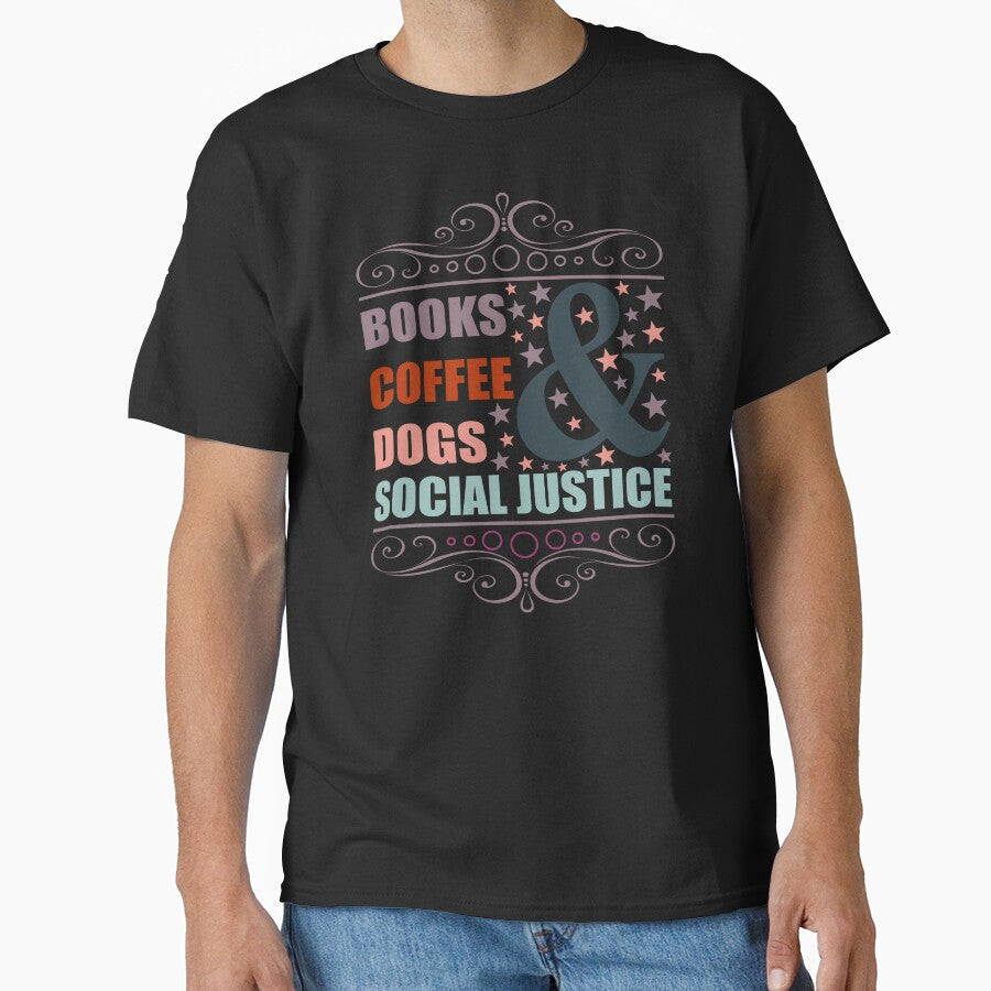 Books And Coffee And Dogs And Social Justice - Sticker Redbubble by bluehatgraphics T-Shirts, Hoodie, Sweatshirt (Image 1)
