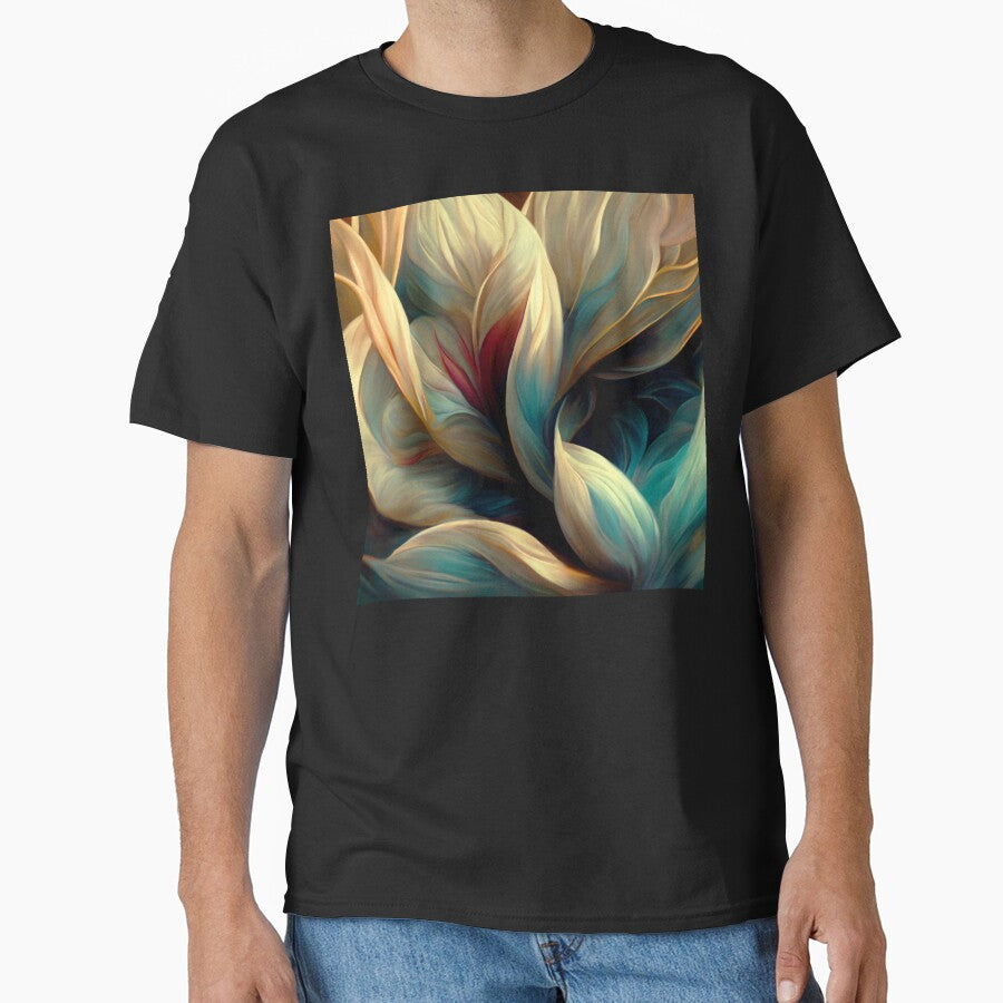 Honey Cream And Aqua Floral Swirls Abstract Art by DEC02 T-Shirts, Hoodie, Sweatshirt | BlankRebels.com (Image 1)
