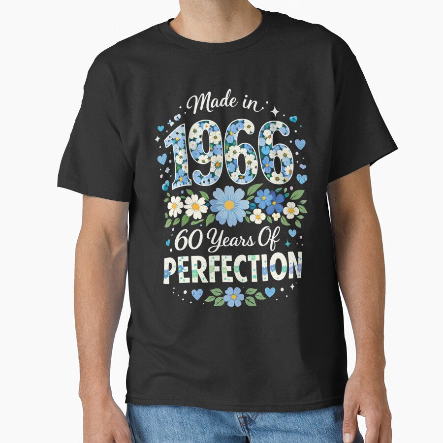 Cute 60th Birthday Made 1966 Floral by Run to Creations T-Shirts, Hoodie, Sweatshirt | BlankRebels.com (Image 1)