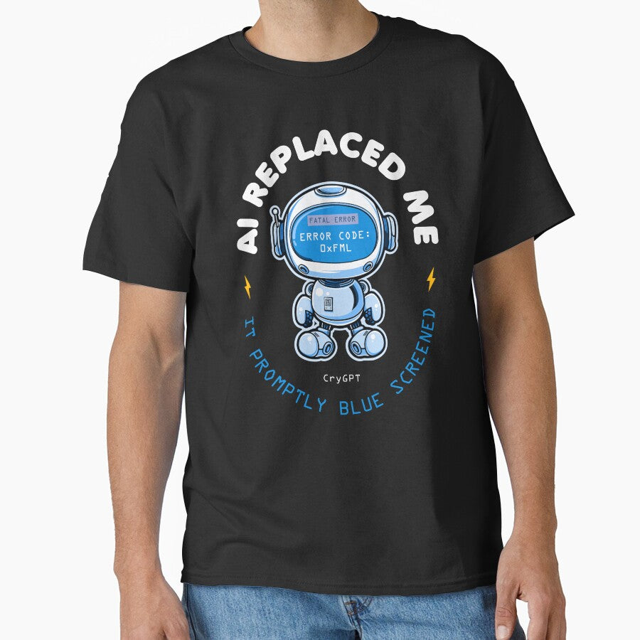 AI Replaced Me It Promptly Blue Screened Cute Robot Design Funny Tech Humor for Programmers & IT Nerds by... (Image 1)