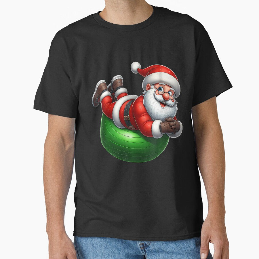 Santa Claus Exercise Ball Gym Fitness Workout Christmas by HollyTrina1 T-Shirts, Hoodie, Sweatshirt (Image 1)