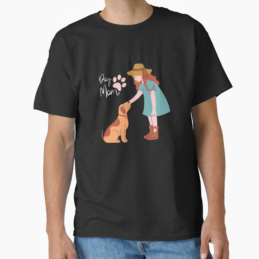 Dog Mom – Cozy Girl & Puppy Illustration by TheBeeKindSpace T-Shirts, Hoodie, Sweatshirt | BlankRebels.com (Image 1)