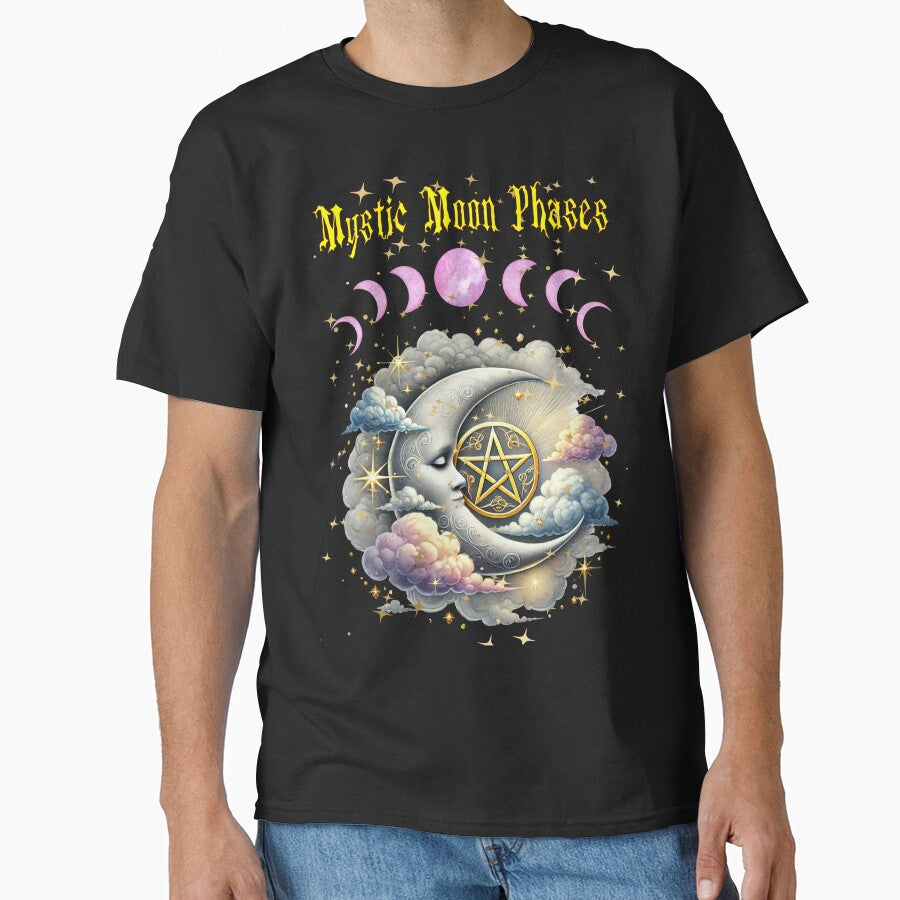 Mystic Moon Phases: Enchanted Moon with Pentagram Design by MysticOzzy T-Shirts, Hoodie, Sweatshirt (Image 1)