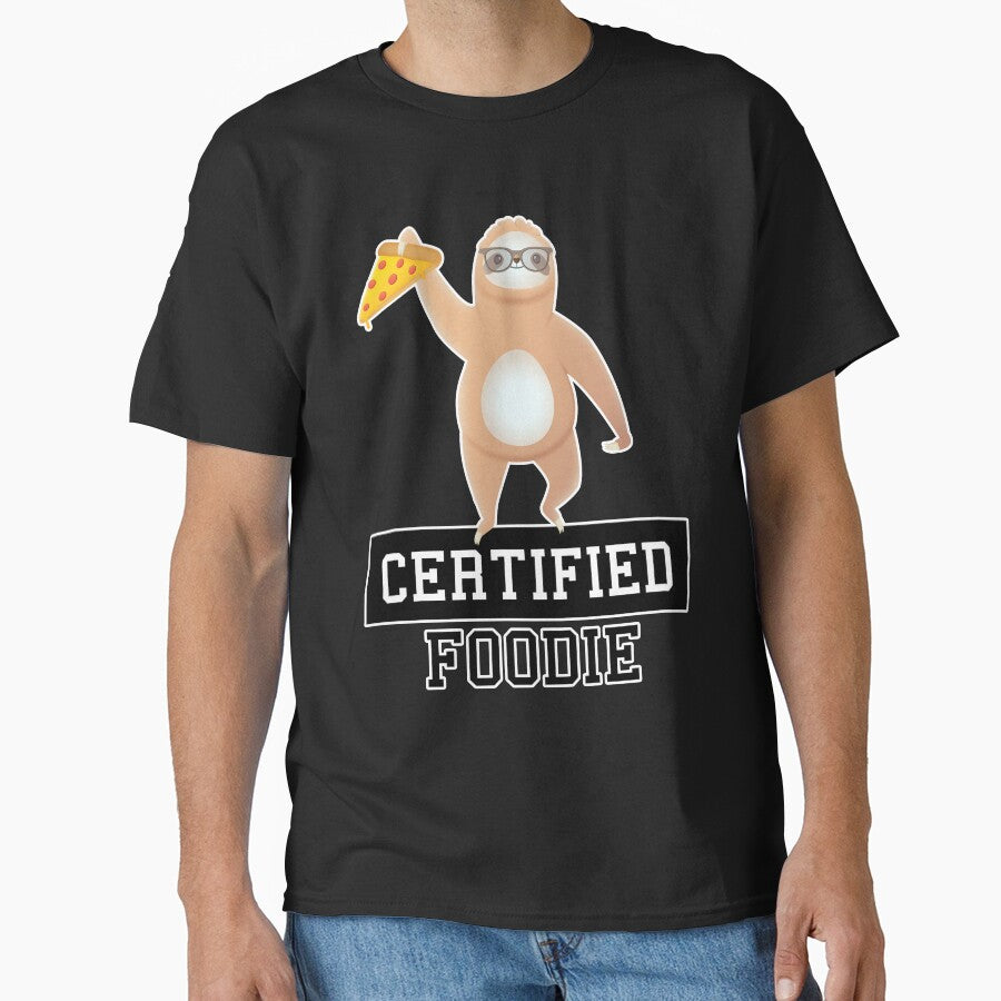Certified Foodie - Sloth With Delicious Pizza by Branjos T-Shirts, Hoodie, Sweatshirt | BlankRebels.com (Image 1)