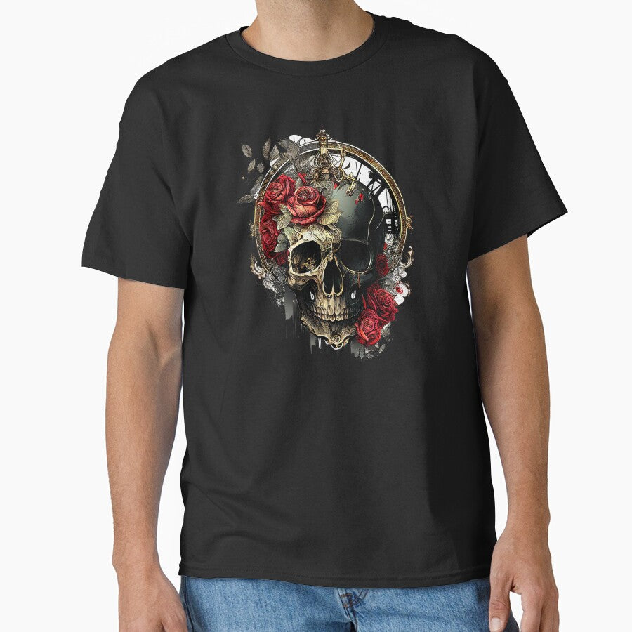 Steampunk style design - Skull with Roses Vintage Gothic by SevoArt T-Shirts, Hoodie, Sweatshirt | BlankRebels.com (Image 1)