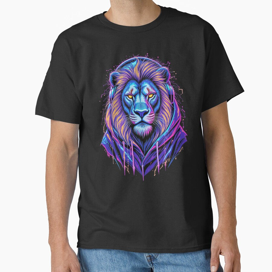 Urban Lion Hoodie Art – Neon Cyberpunk Streetwear by ColorSplash123