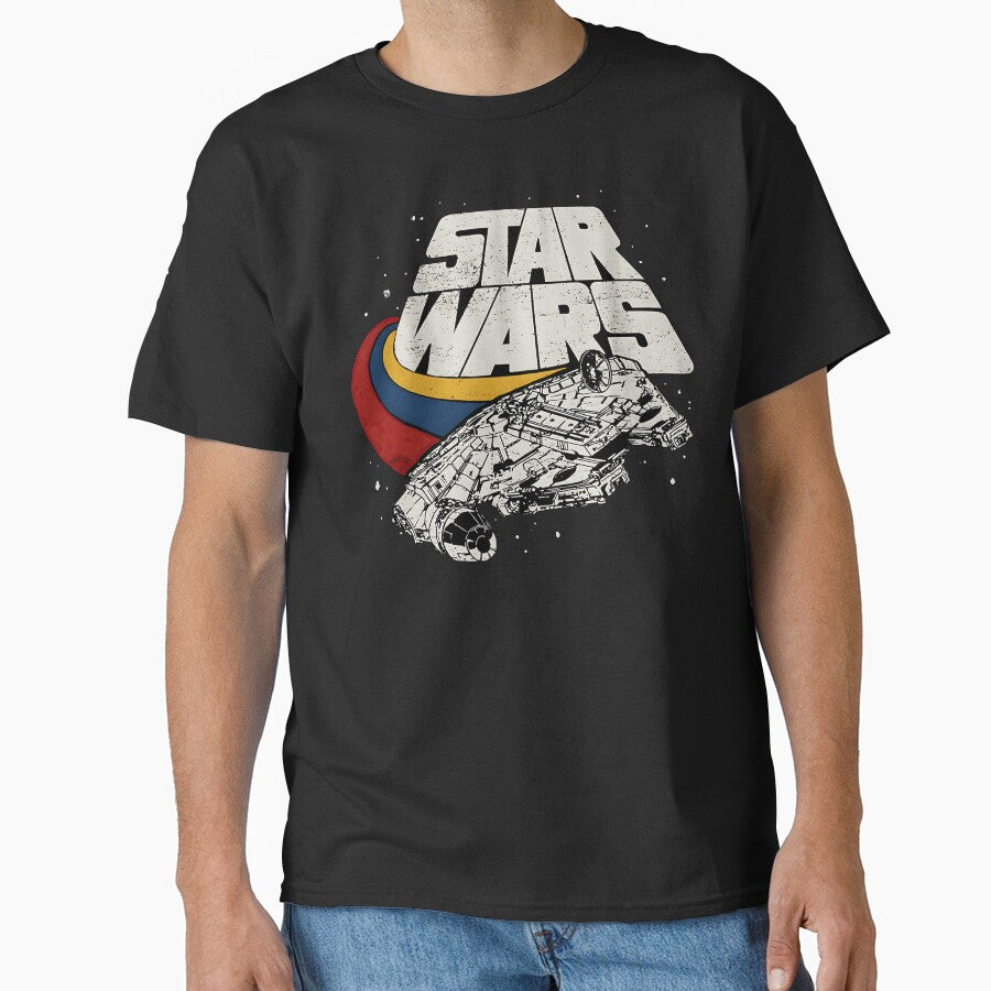 Vintage Retro Space Freighter Graphic T-Shirt | 1970s Sci-Fi Spaceship Classic Tee by maitivi