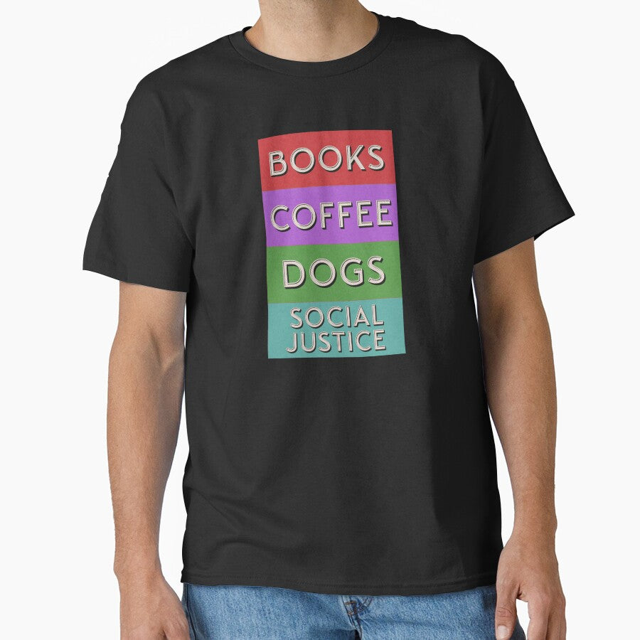 Books and coffee and dogs and social justice retro vintage by somi3art T-Shirts, Hoodie, Sweatshirt (Image 1)