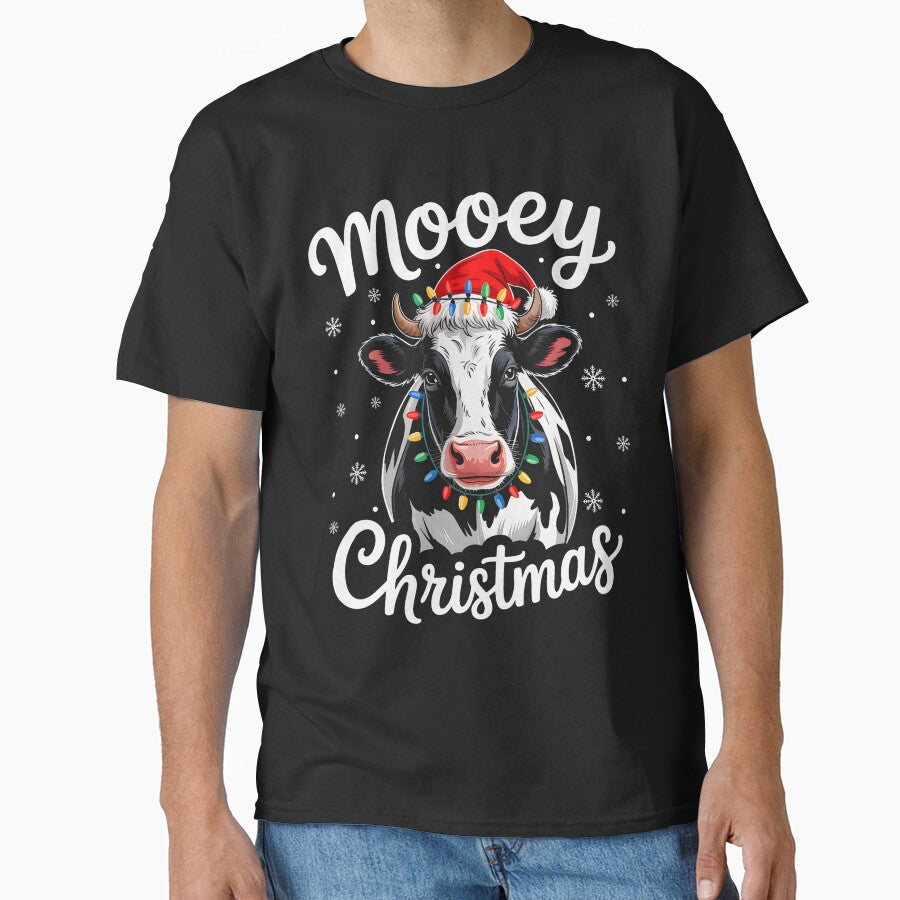 Mooey Christmas Cow Lights Festive Winter Holiday Vibes by ImeldaSparks T-Shirts, Hoodie, Sweatshirt (Image 1)