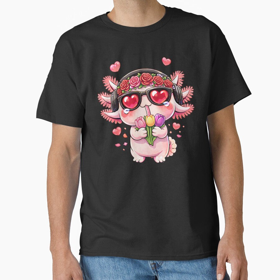 Flower Crown Axolotl – Cute Kawaii Axolotl with Rose Crown Chibi Anime Art by ColorSplash123 T-Shirts, Hoodie,... (Image 1)
