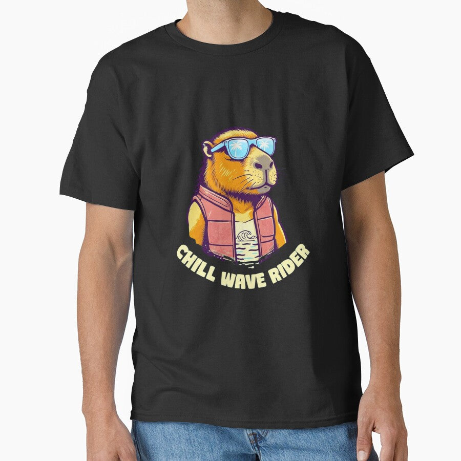 Chill Surfer Capybara with Sunglasses & Surf Vest – Summer Beach Vibes by Colorful-Garden T-Shirts, Hoodie,... (Image 1)