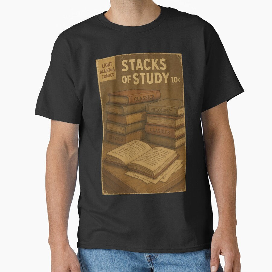 Scholarly Light Academia: Stacks of Study by bapupa T-Shirts, Hoodie, Sweatshirt | BlankRebels.com (Image 1)