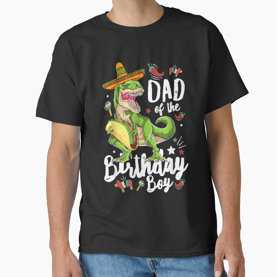 Mens Dad of Birthday Boy Daddy Rex Mexican Party Father's Day by Ambrosia1234 T-Shirts, Hoodie, Sweatshirt (Image 1)