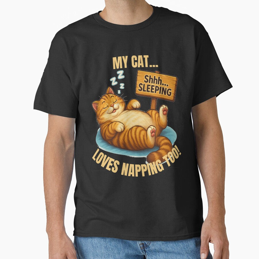 MY CAT LOVES NAPPING TOO! relaxed funny cat-lovers design of sleeping cat for cat moms, cat dads and kids! by AlphaBetulia