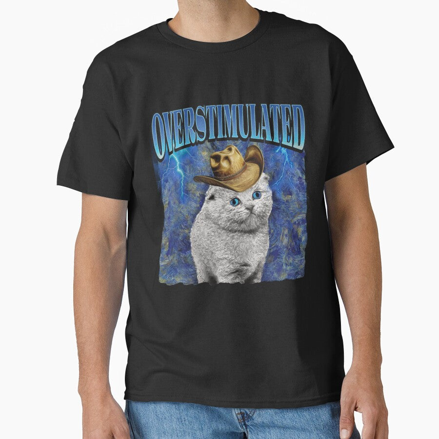 Overstimulated Van Gogh Sad Cowboy Cat Meme by KateGuinn T-Shirts, Hoodie, Sweatshirt | BlankRebels.com (Image 1)