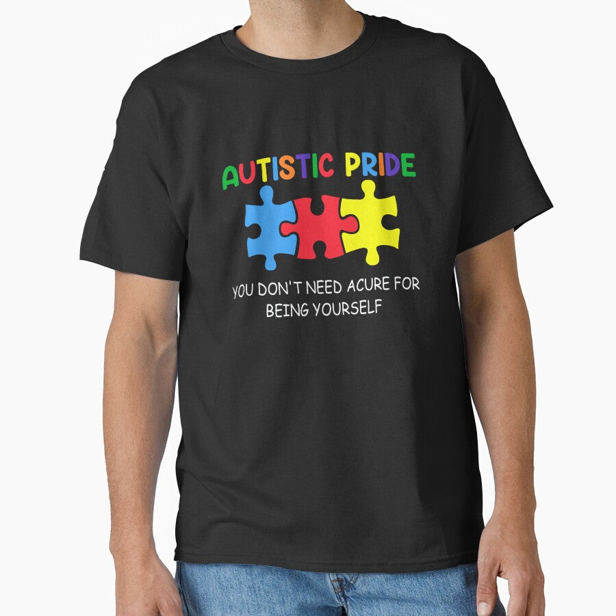 Autistic pride you don't need a cure for being yourself by pnkpopcorn T-Shirts, Hoodie, Sweatshirt (Image 1)