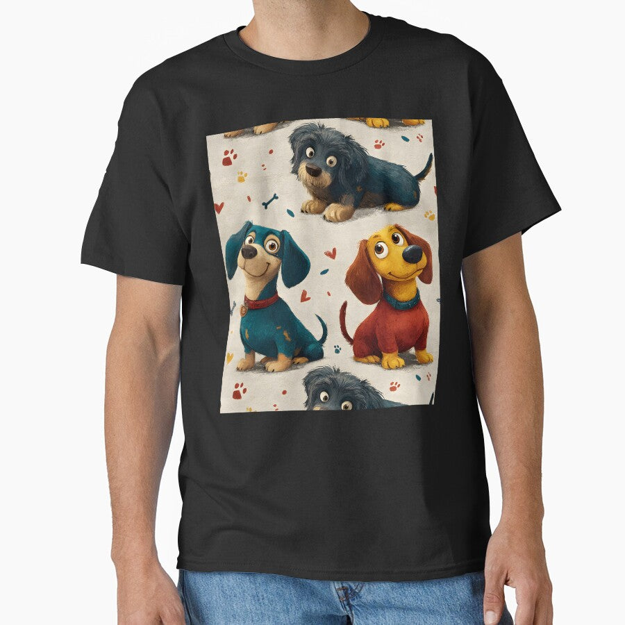 Cute Dachshunds Funny Dog Lover Vintage Pattern by SecretDicer T-Shirts, Hoodie, Sweatshirt | BlankRebels.com (Image 1)