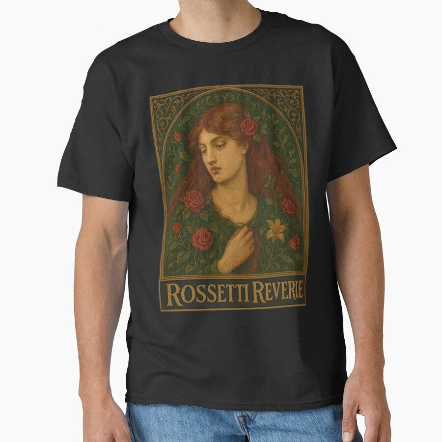 Rossetti Reverie | Vintage Pre-Raphaelite Art Nouveau Portrait by Doodle Emporium T-Shirts, Hoodie, Sweatshirt (Image 1)