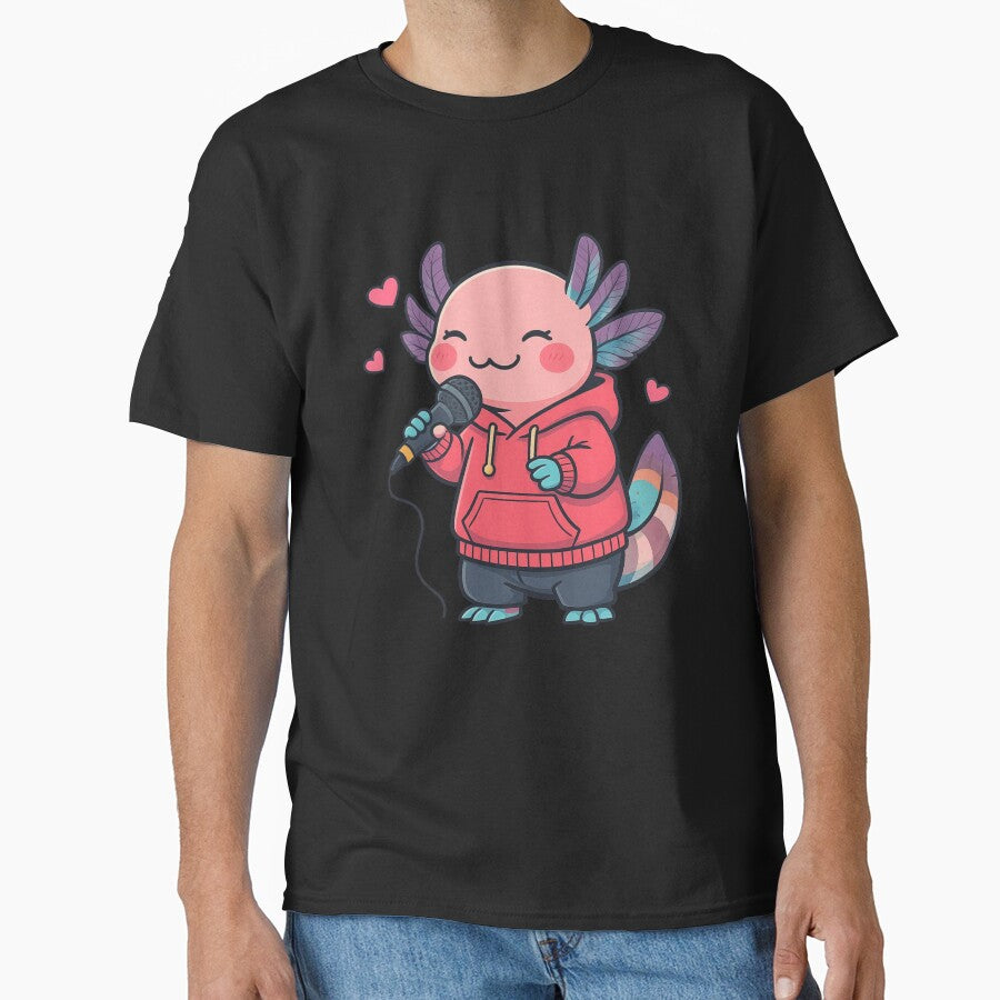 Love Song Axolotl – Sweet Romantic Music Illustration by ColorSplash123 T-Shirts, Hoodie, Sweatshirt (Image 1)
